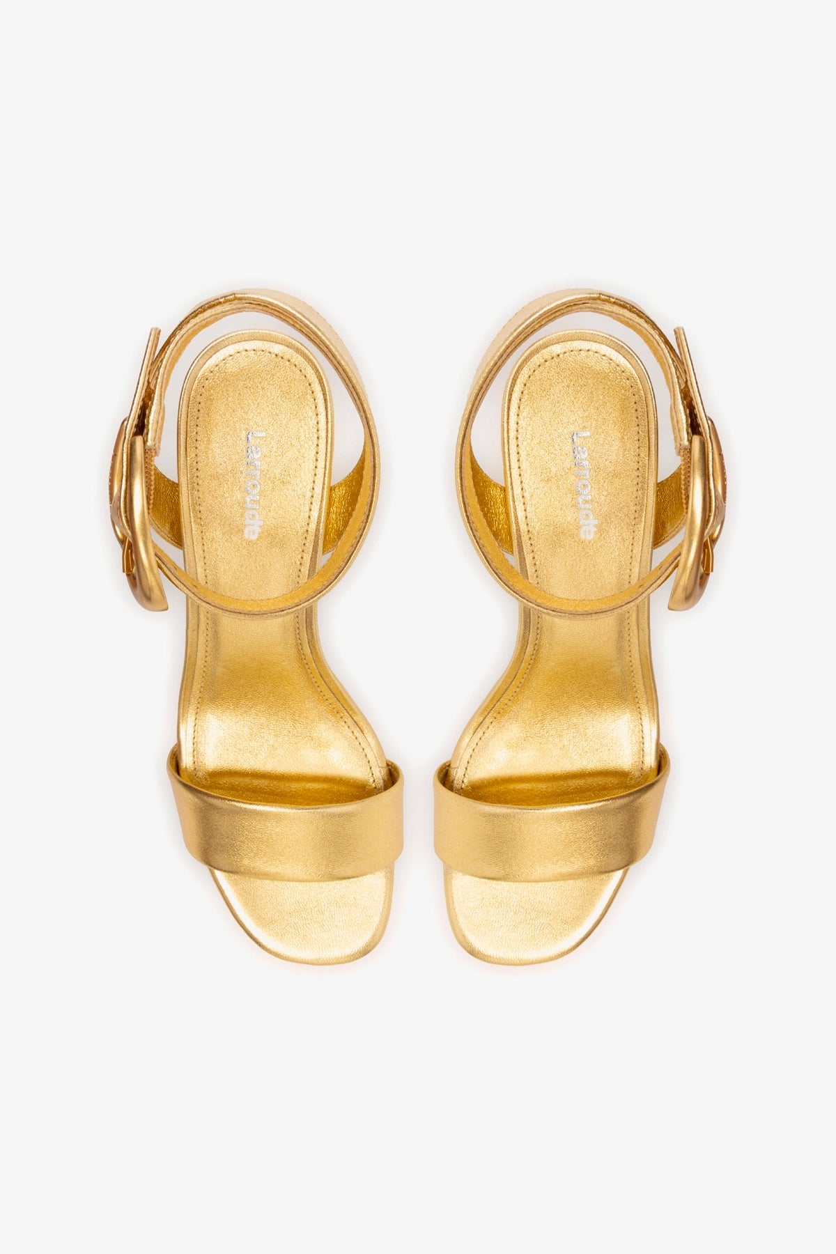 Larroude Dolly Verona Low Sandal In Gold Metallic Leather