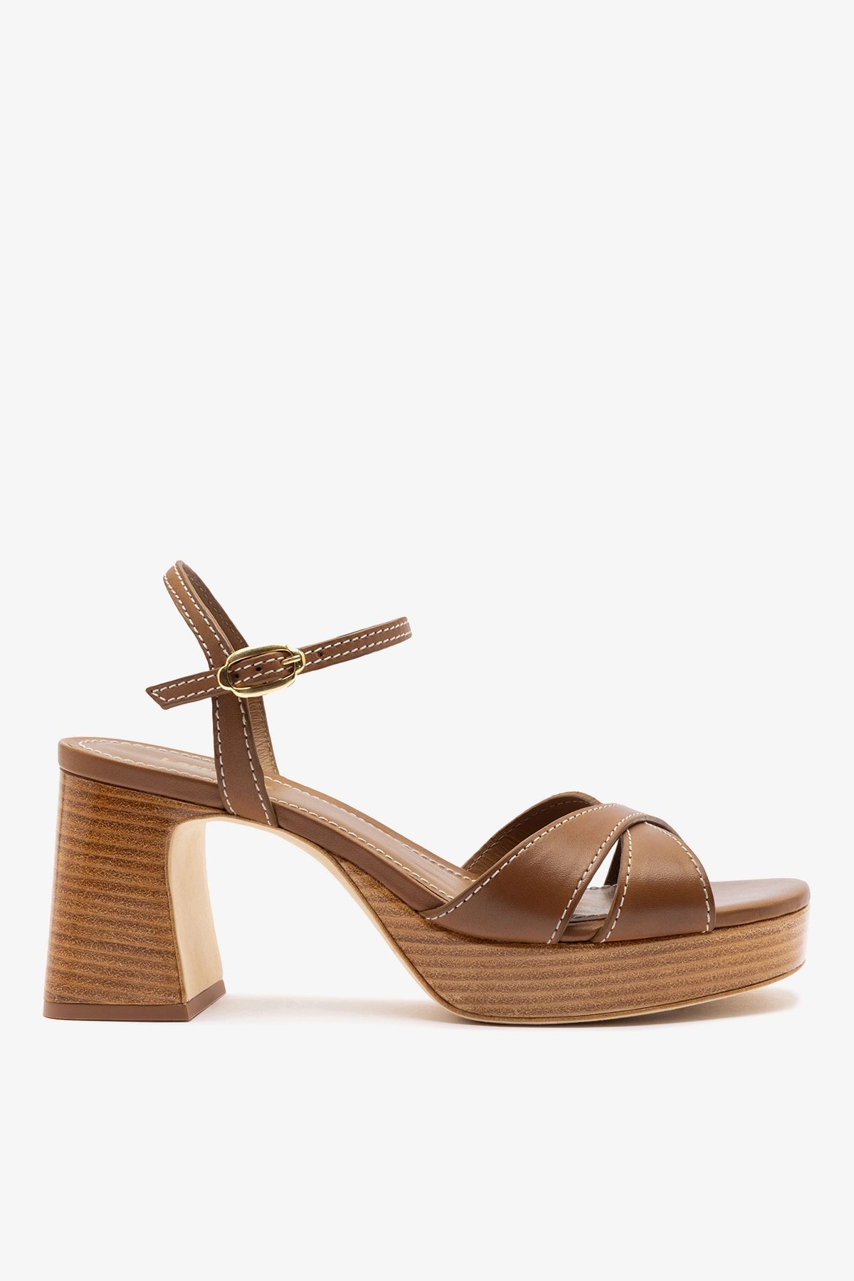 Larroude Bianca Low Sandal Caramel Leather