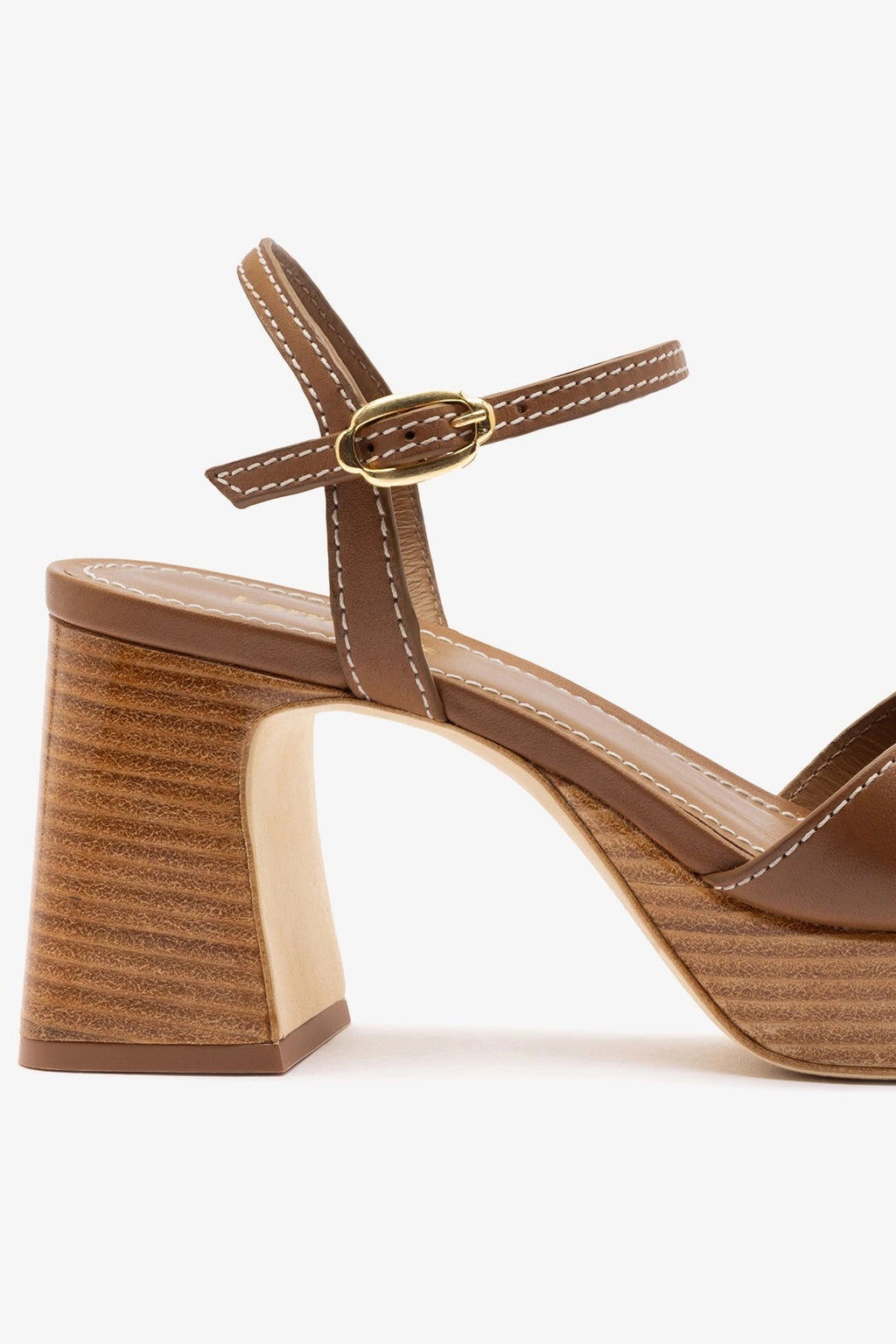 Larroude Bianca Low Sandal Caramel Leather