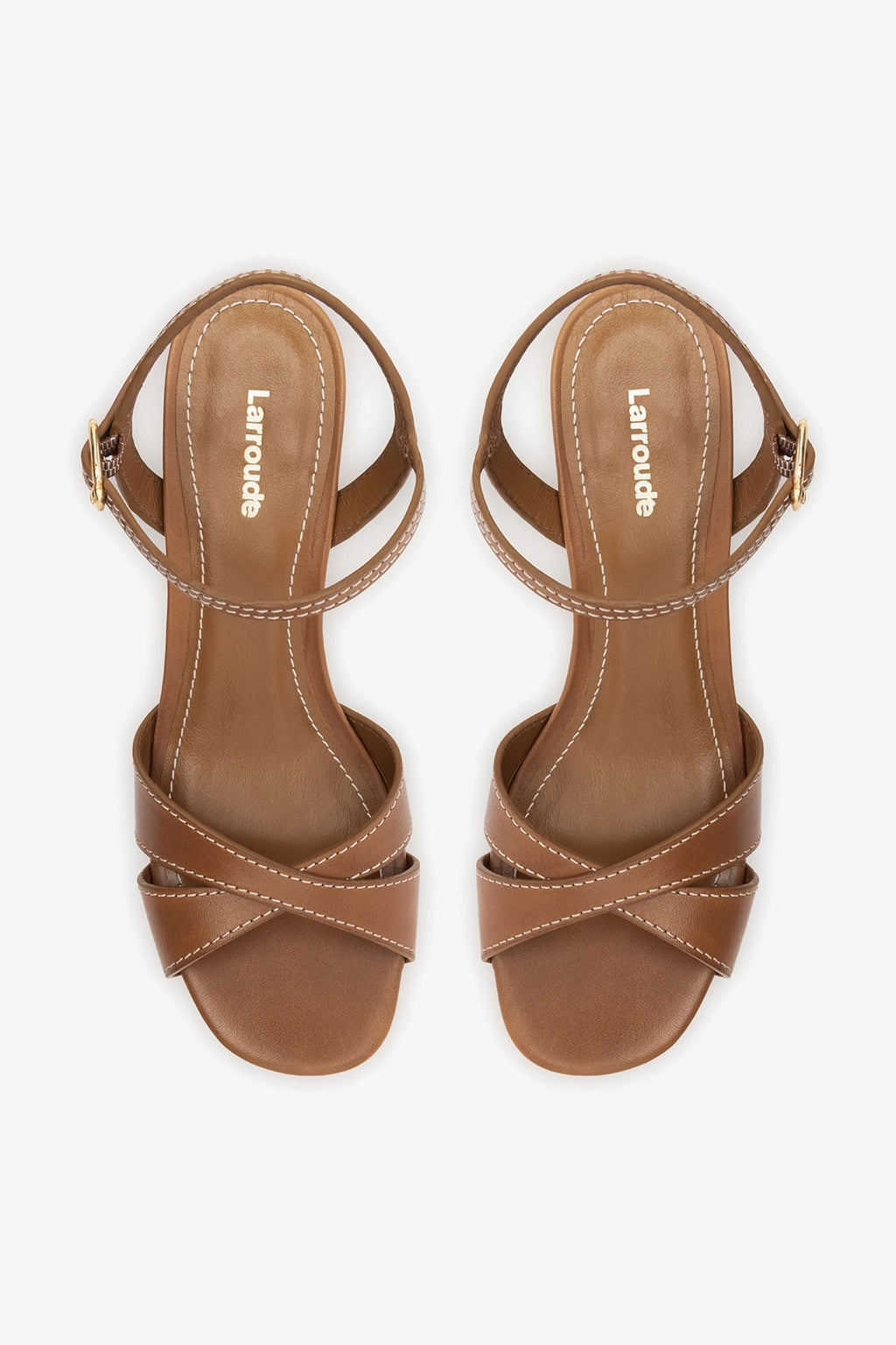 Larroude Bianca Low Sandal Caramel Leather