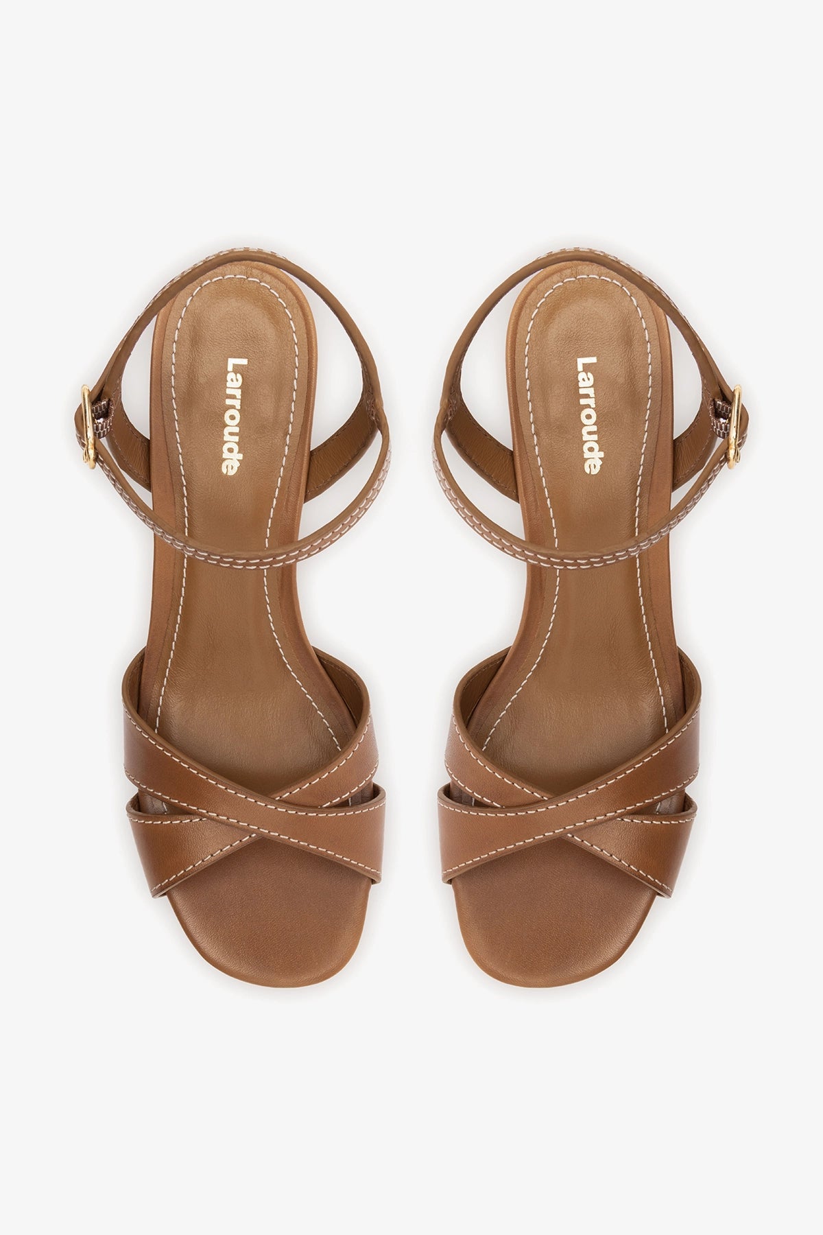 Larroude Bianca Low Sandal Caramel Leather