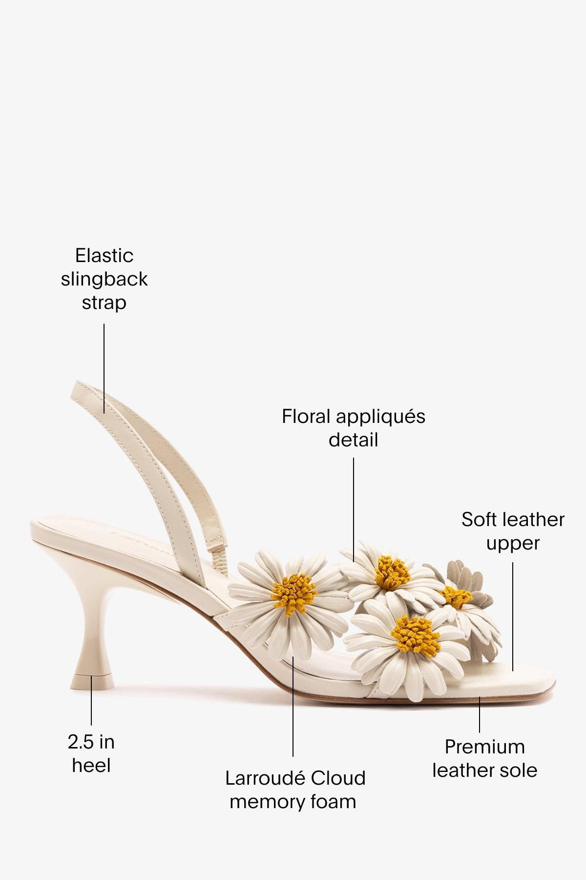 Larroude Fiore Sandal Ivory Leather