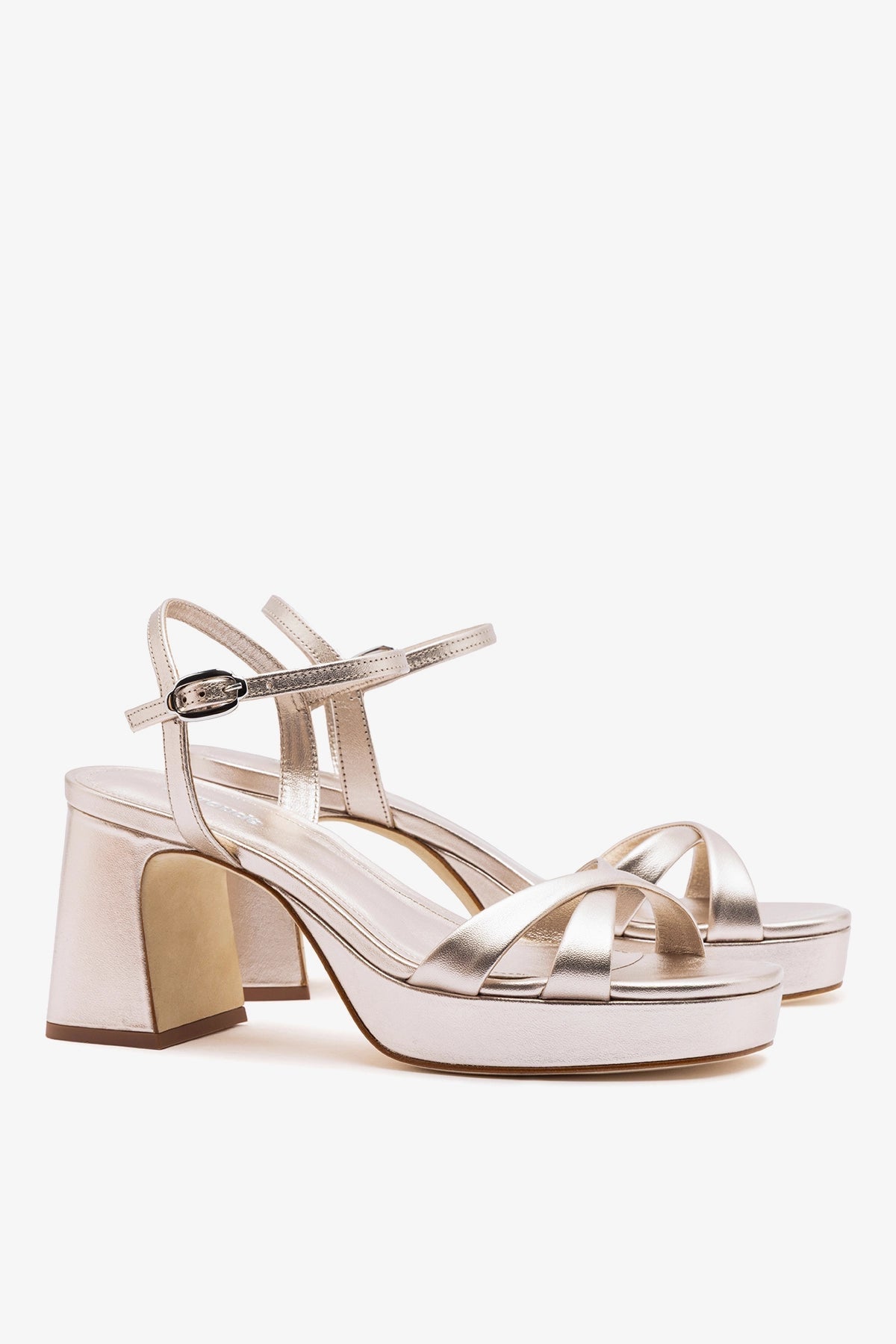 Larroude Bianca Low Sandal Champagne Leather