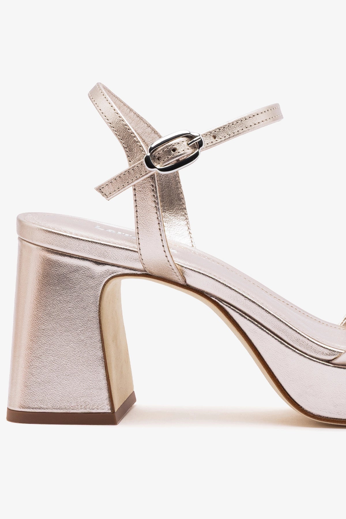 Larroude Bianca Low Sandal Champagne Leather