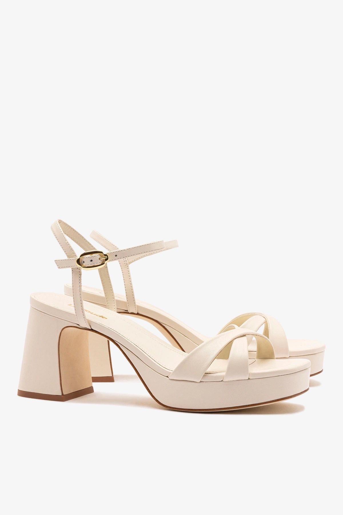 Larroude Bianca Low Sandal In Ivory Leather