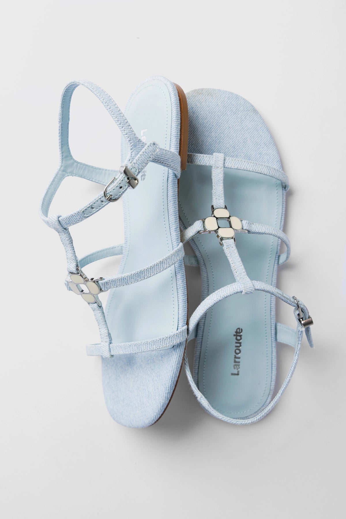 Larroude Hana Flat Sandal Maya Denim