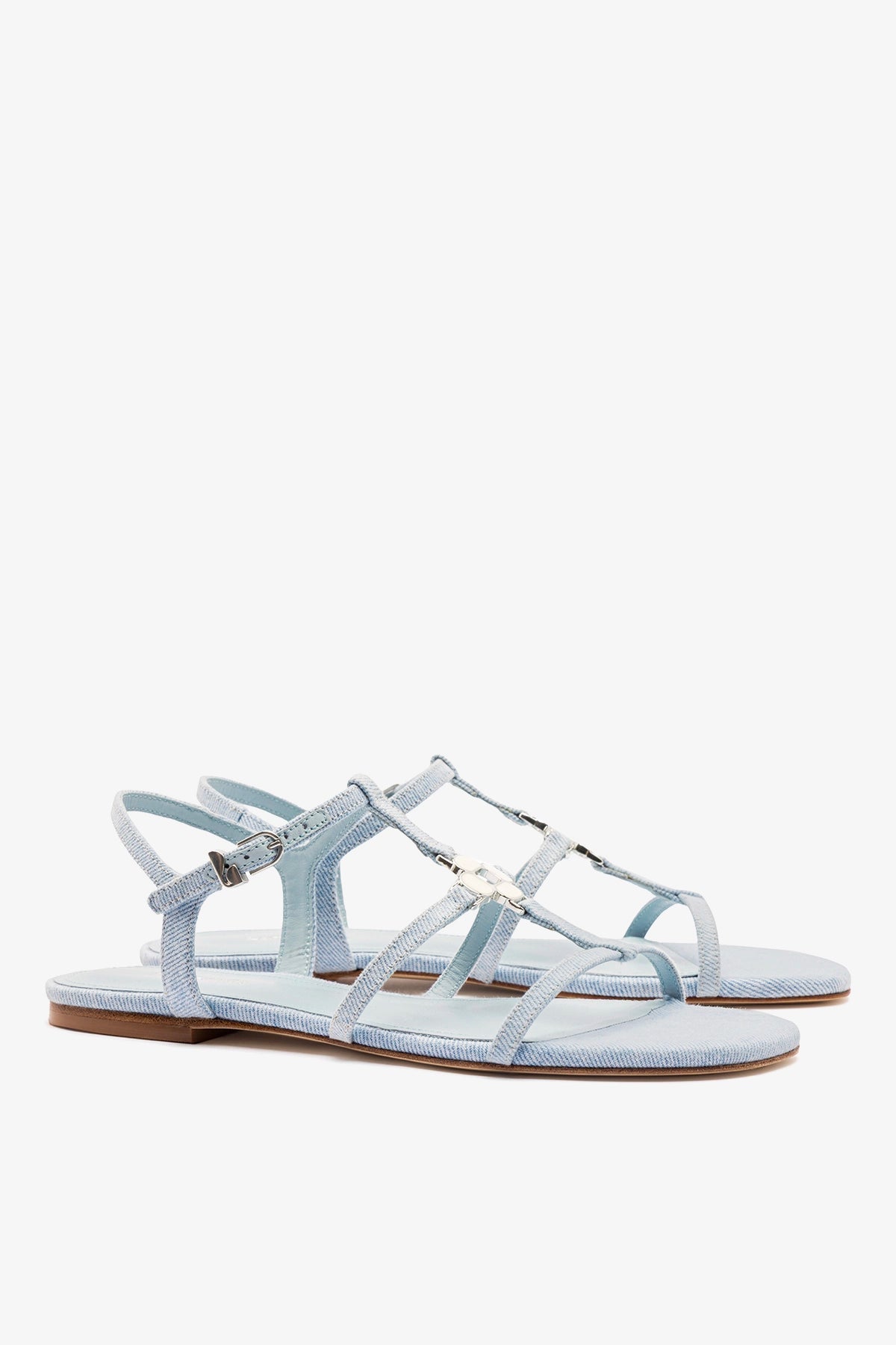 Larroude Hana Flat Sandal Maya Denim