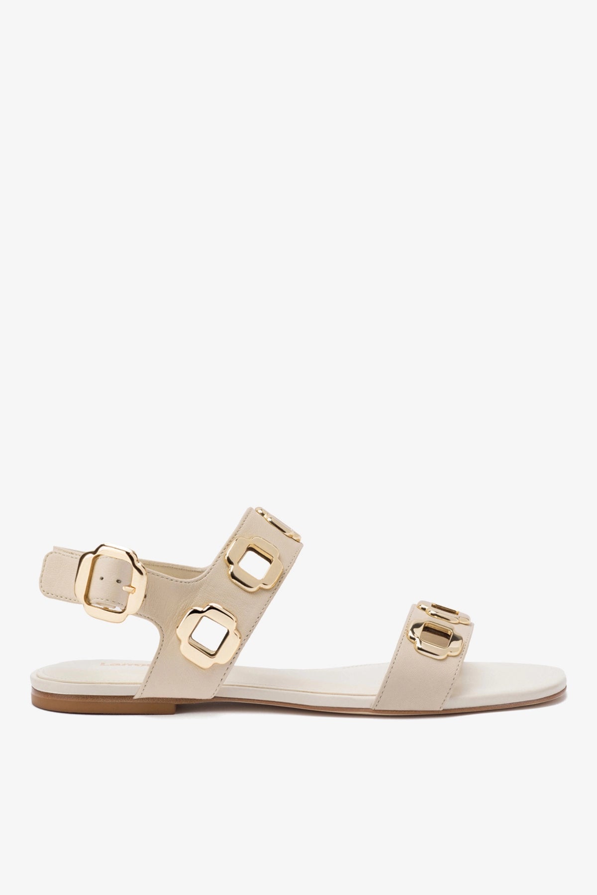 Larroude Milan Flat Sandal In Ivory Leather