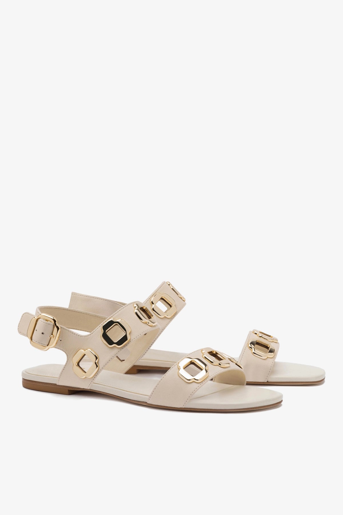 Larroude Milan Flat Sandal In Ivory Leather