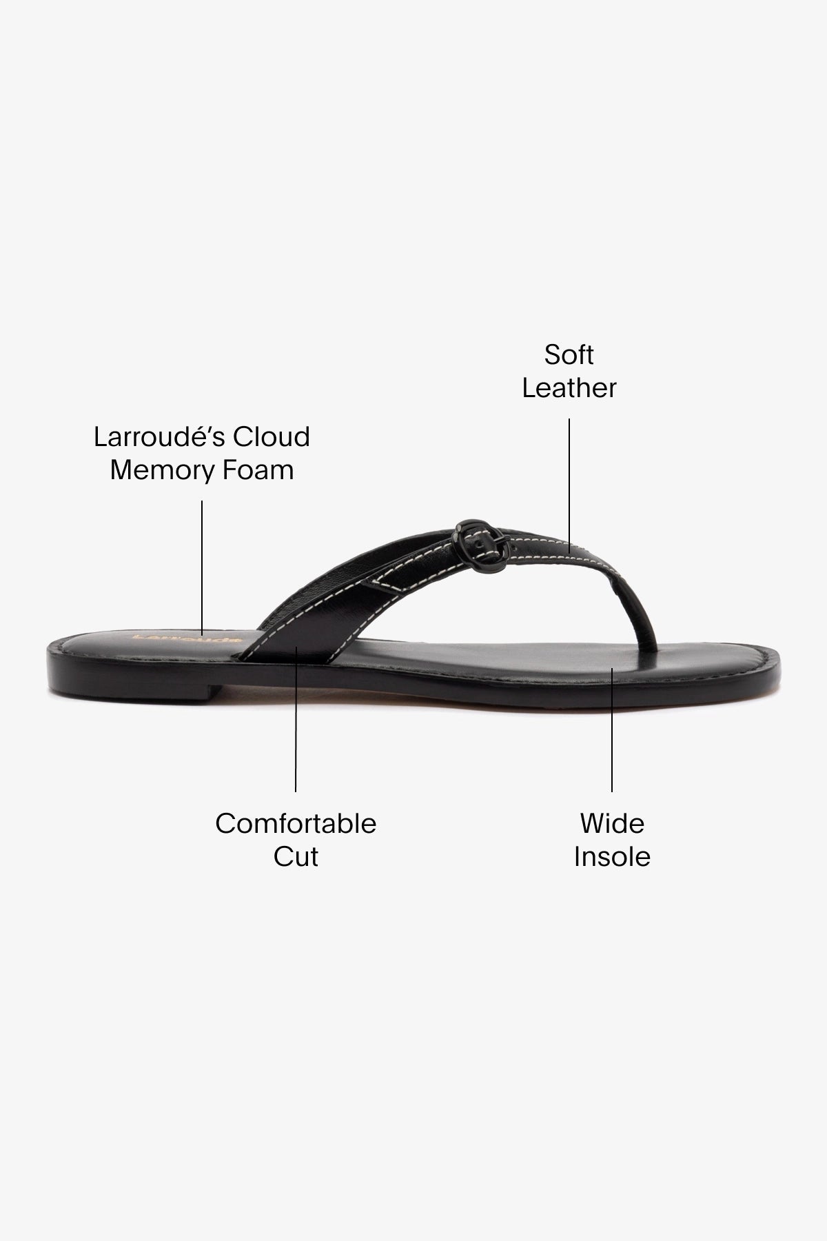 Larroude Mary Kate Flat Sandal In Black Leather