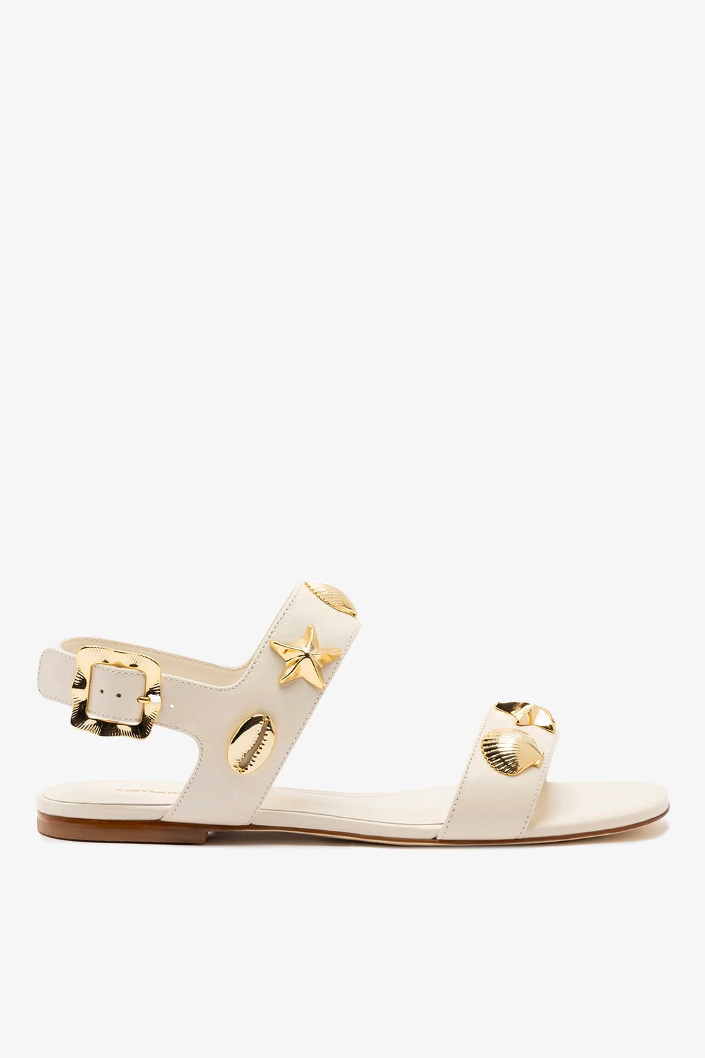 Larroude Madison Flat Sandal Ivory Leather