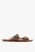 Larroude Amalfi Flat Burnt Umber Leather
