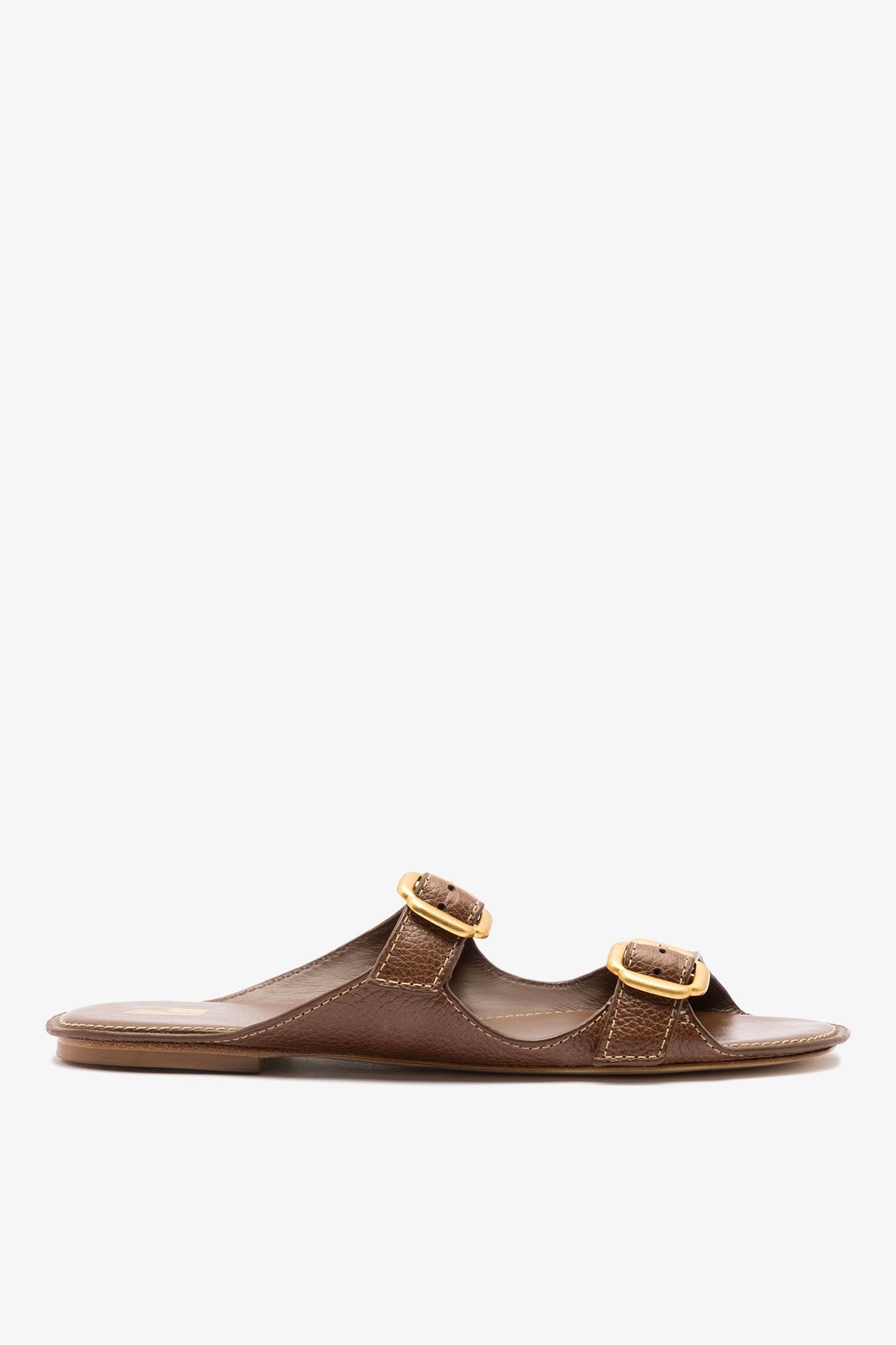 Larroude Amalfi Flat Burnt Umber Leather