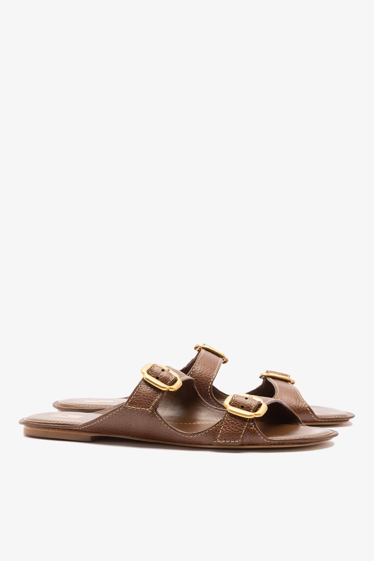 Larroude Amalfi Flat Burnt Umber Leather