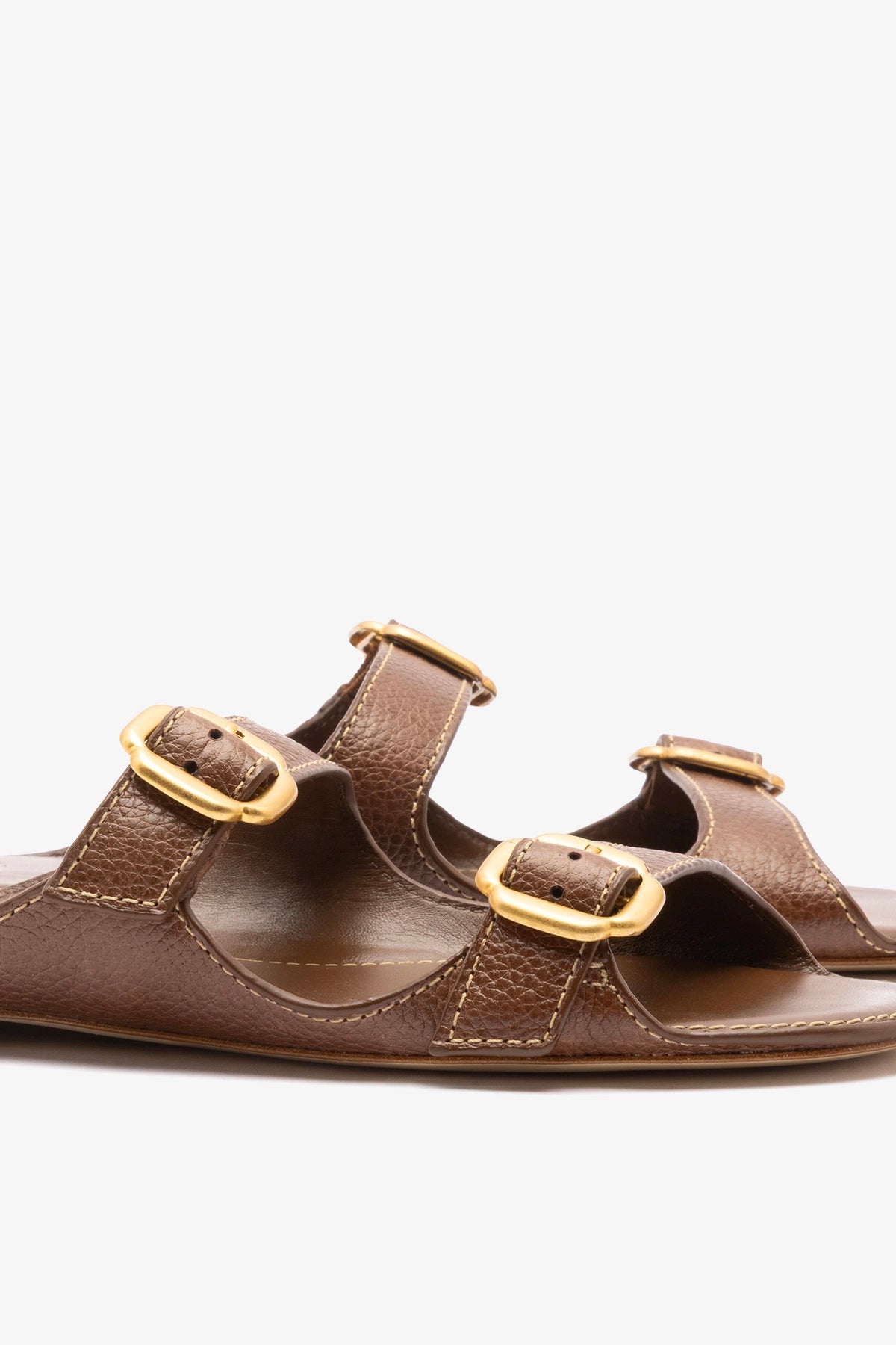 Larroude Amalfi Flat Burnt Umber Leather