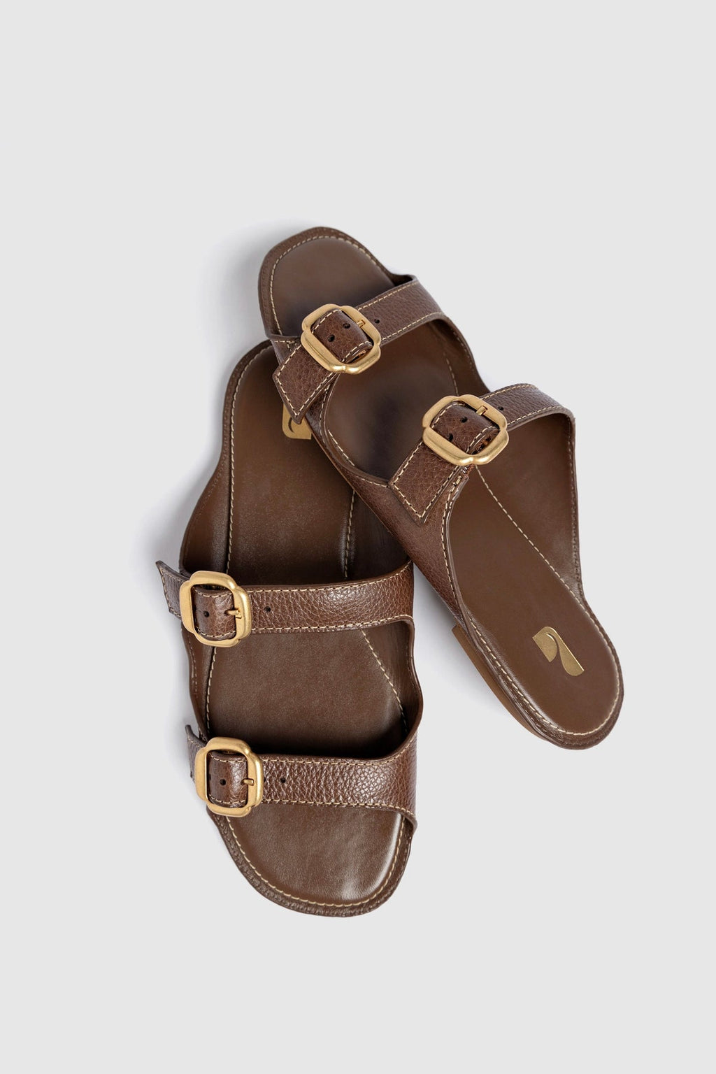 Larroude Amalfi Flat Burnt Umber Leather