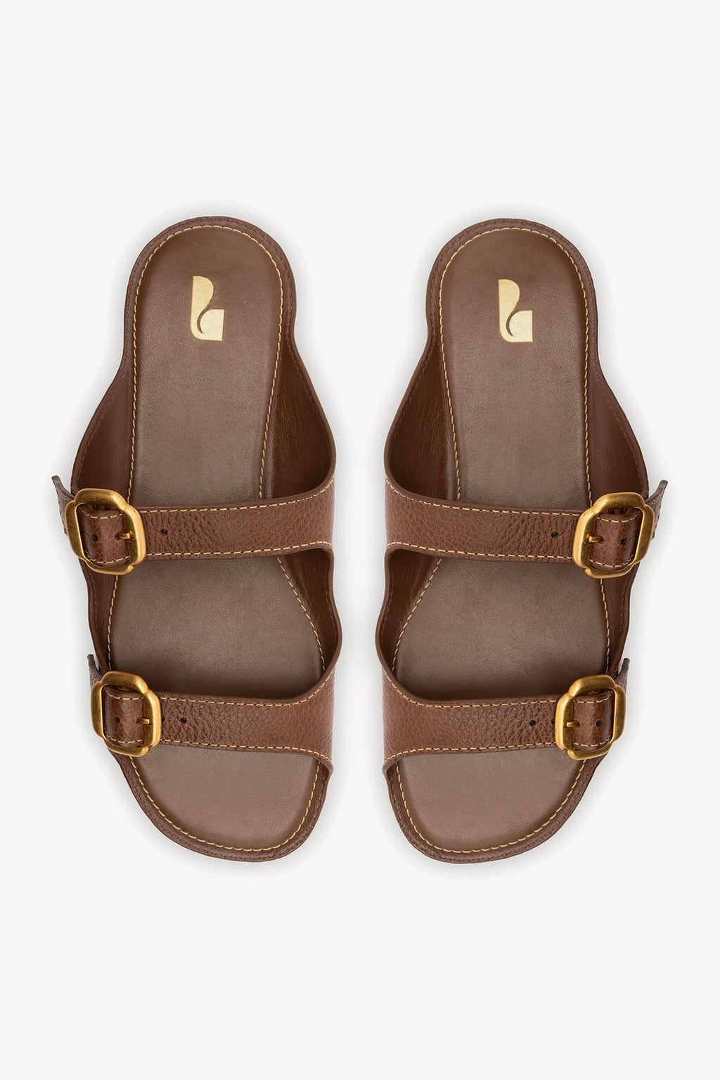Larroude Amalfi Flat Burnt Umber Leather