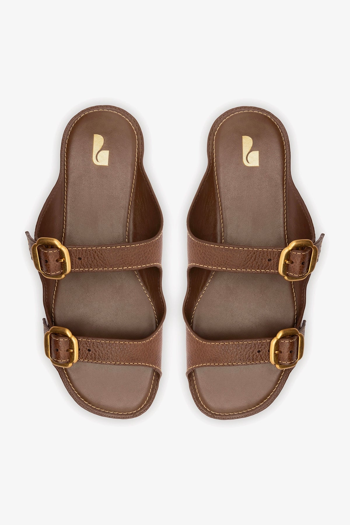 Larroude Amalfi Flat Burnt Umber Leather