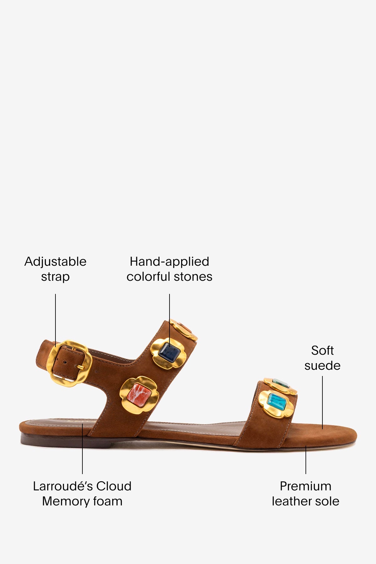 Larroude Milan Gioiello Flat In Burnt Umber Leather