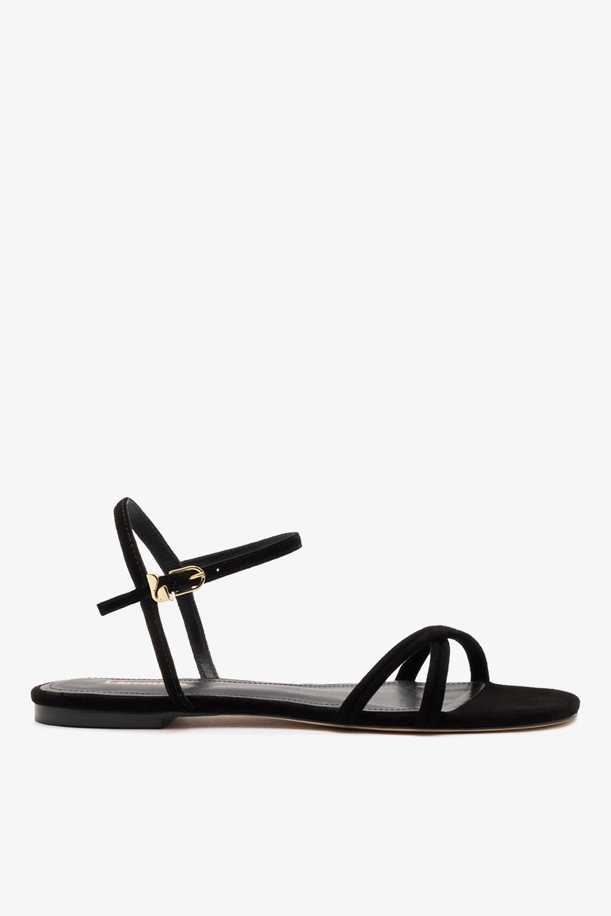 Larroude Annie Sandal Ankle Tie In Black Leather