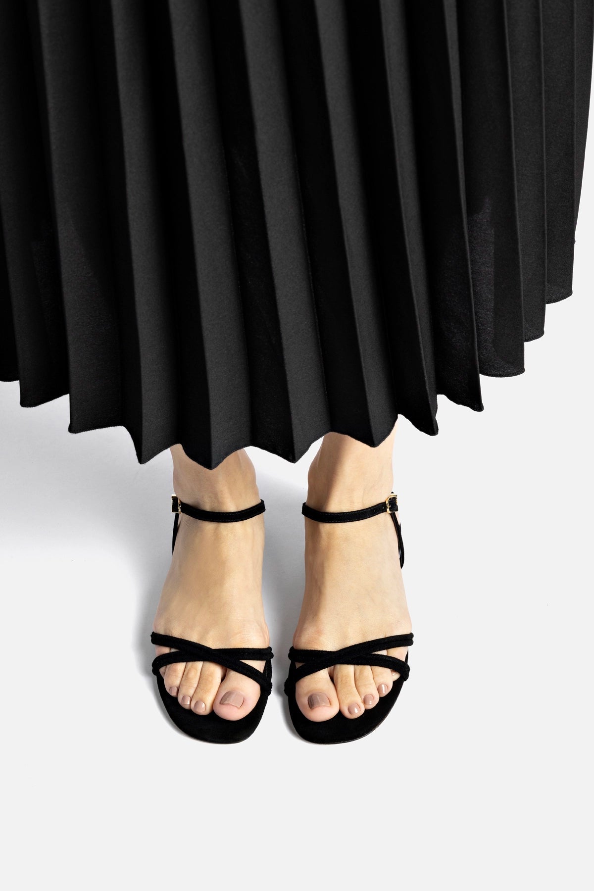 Larroude Annie Sandal Ankle Tie In Black Leather