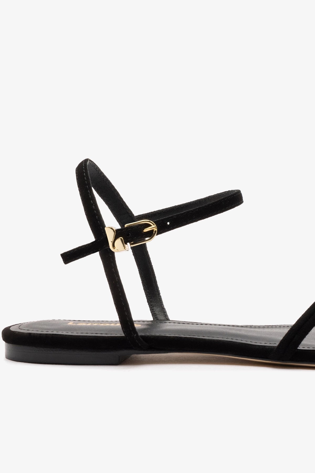 Larroude Annie Sandal Ankle Tie In Black Leather
