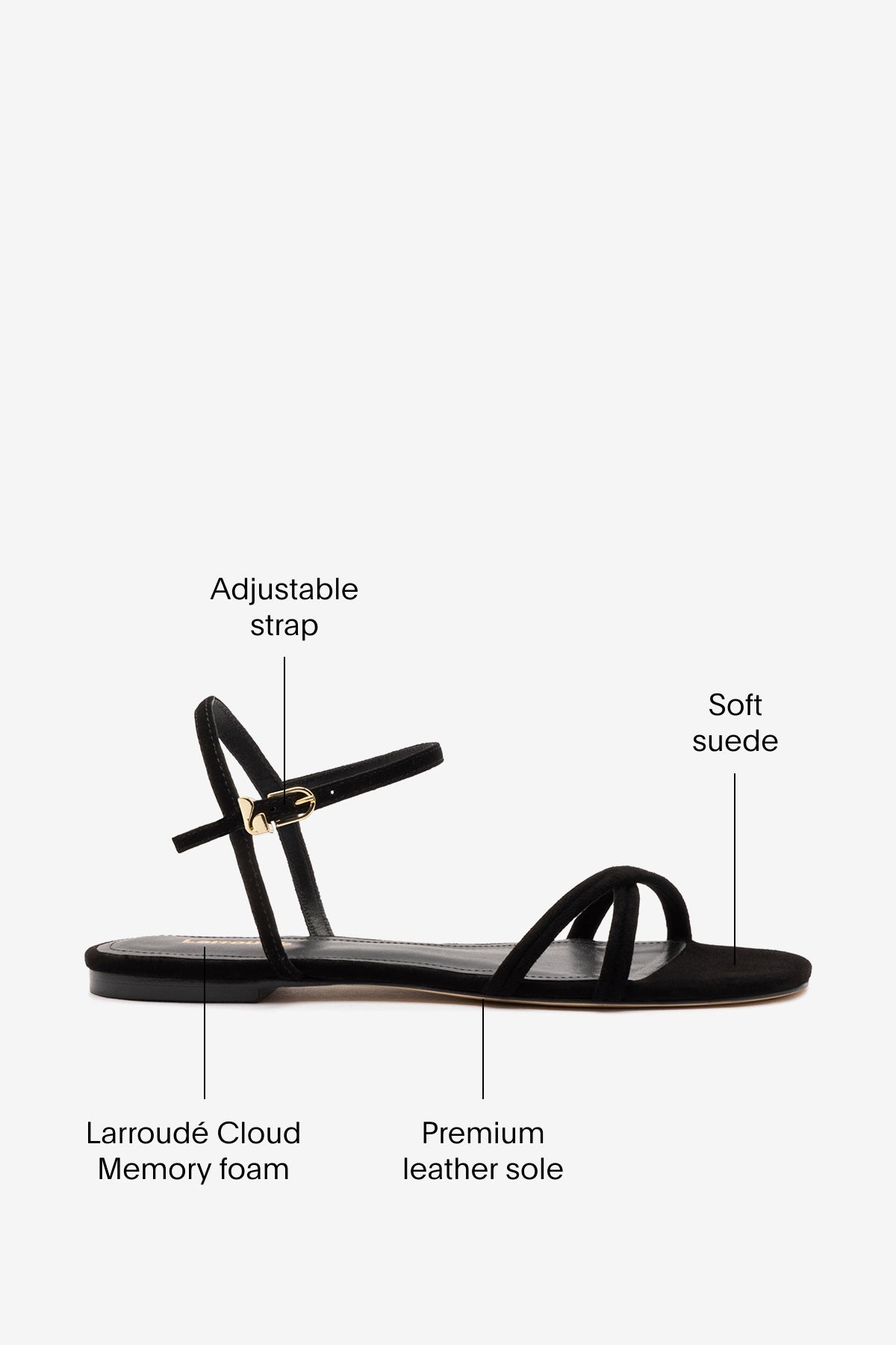 Larroude Annie Sandal Ankle Tie In Black Leather