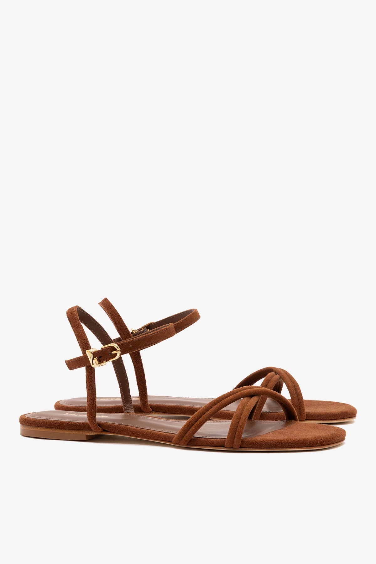 Larroude Annie Ankle Strap Sandal In Burnt Umber Leather