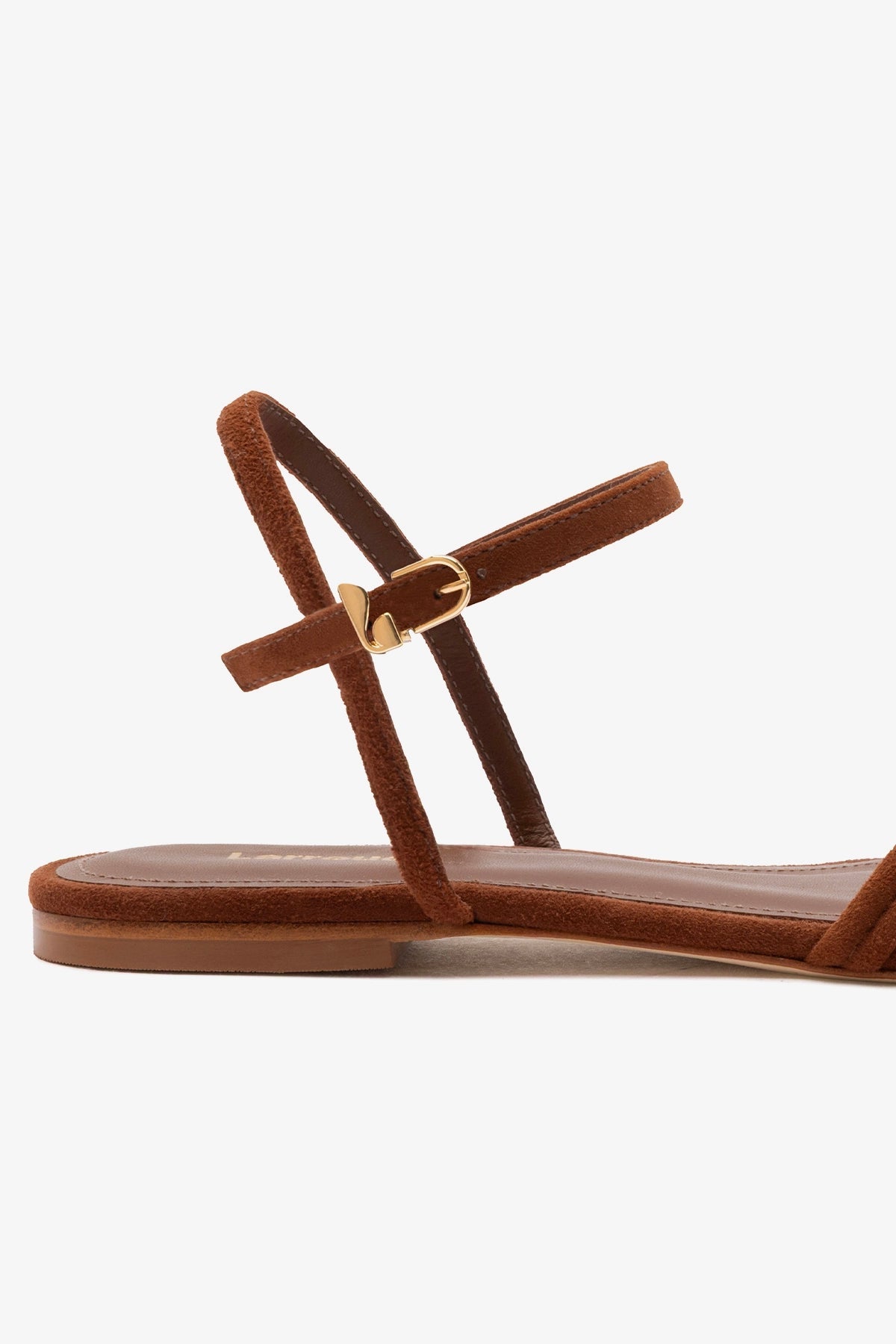 Larroude Annie Ankle Strap Sandal In Burnt Umber Leather