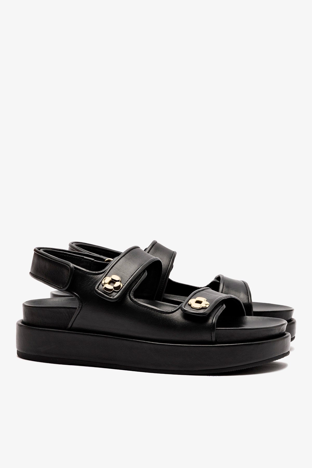Larroude Jetty Sandal In Black Leather