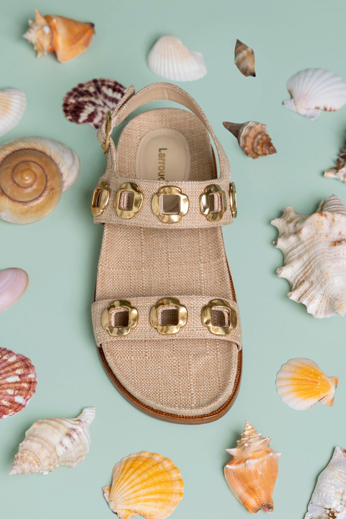 Larroude Milan Sport Sandal In Beige Raffia