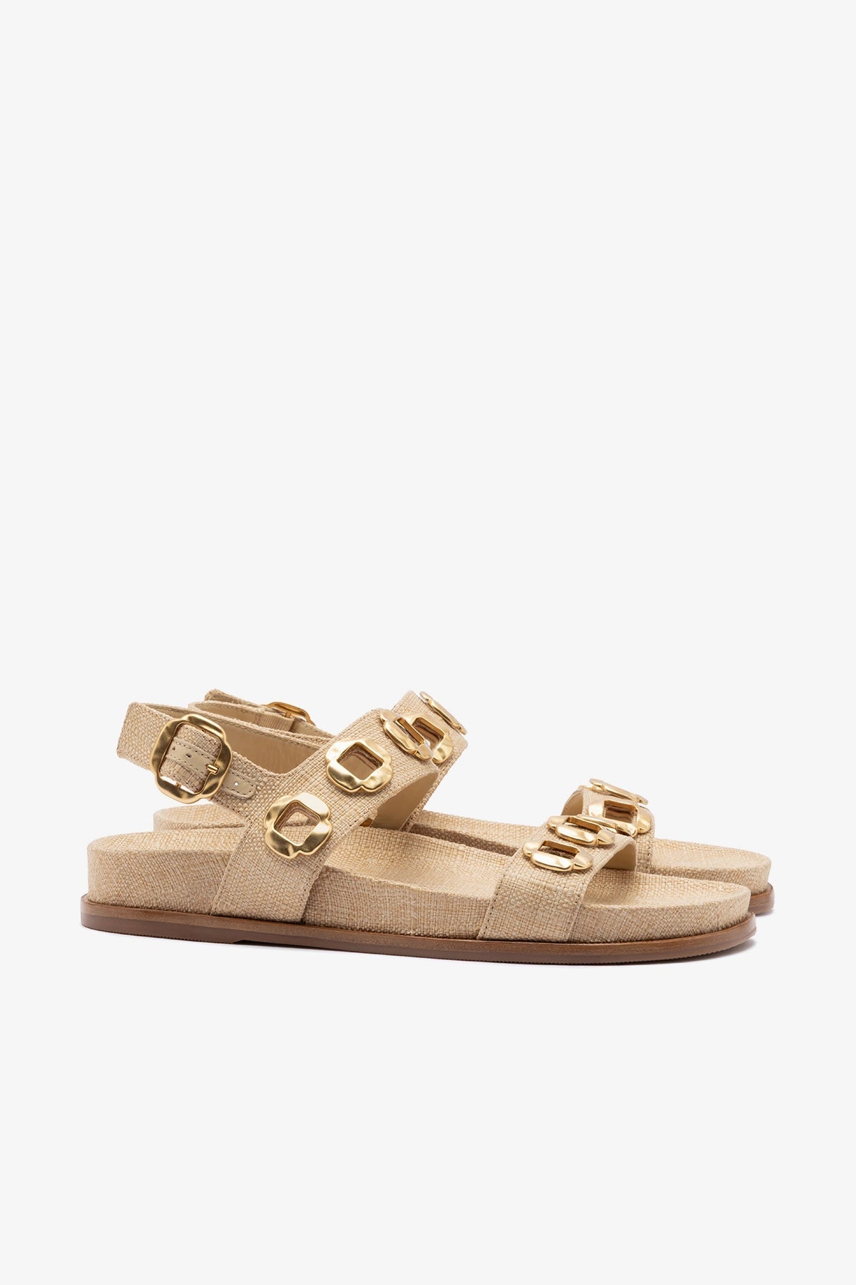 Larroude Milan Sport Sandal In Beige Raffia