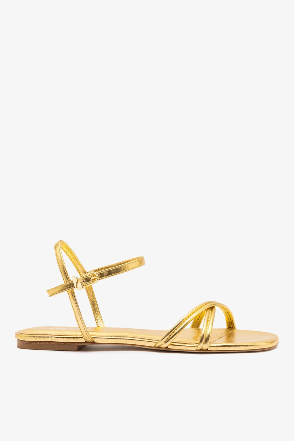 Larroude Annie Sandal Ankle Tie In Gold Metallic Leather