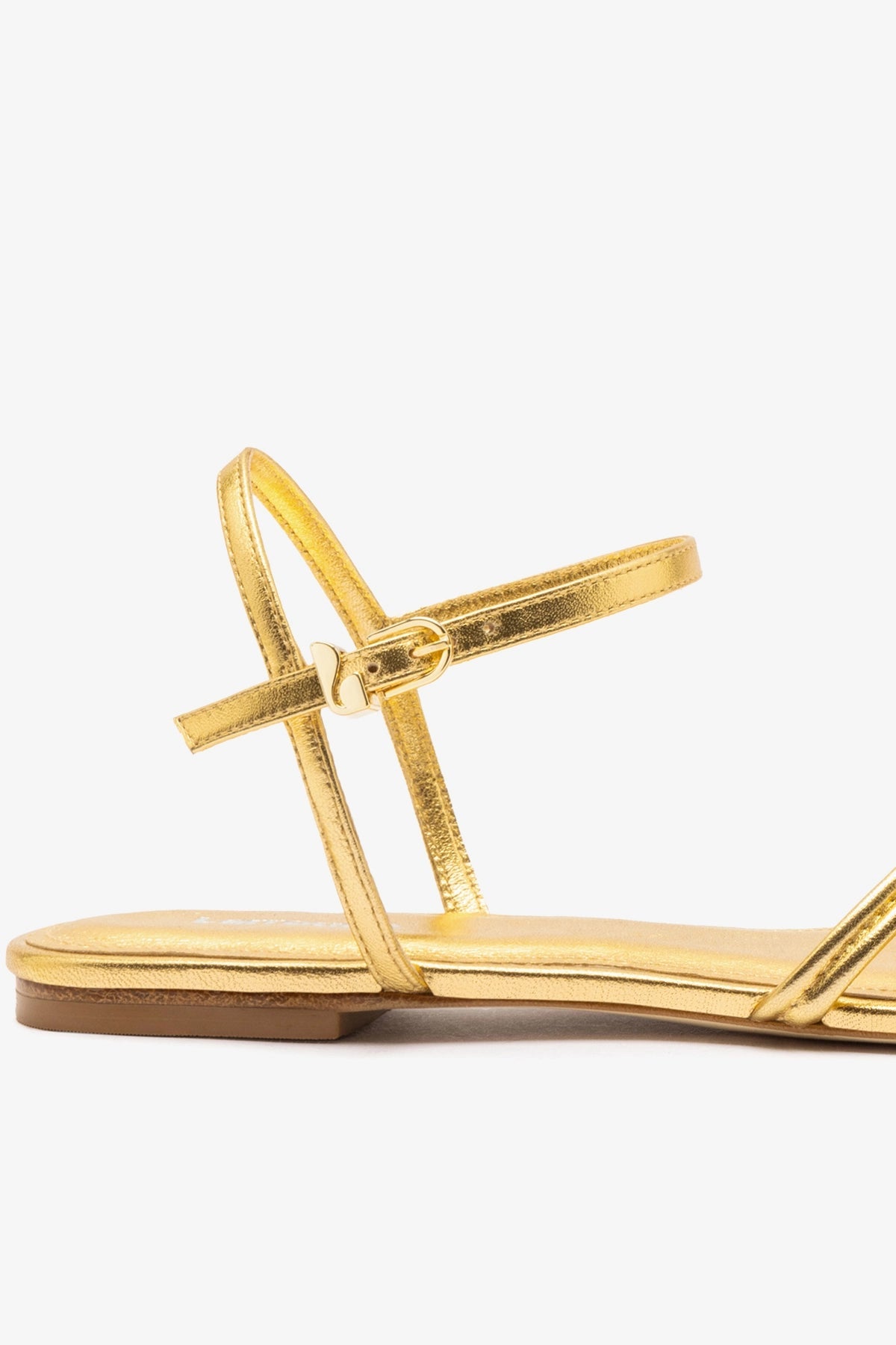 Larroude Annie Sandal Ankle Tie In Gold Metallic Leather