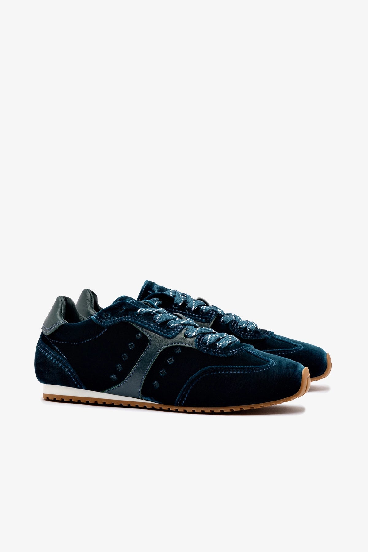 Larroude Stella Sneaker In Deepsea Velvet