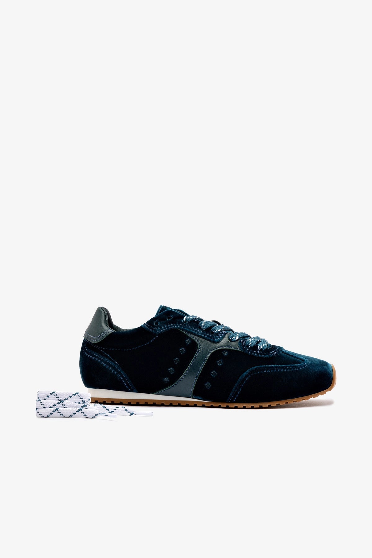 Larroude Stella Sneaker In Deepsea Velvet