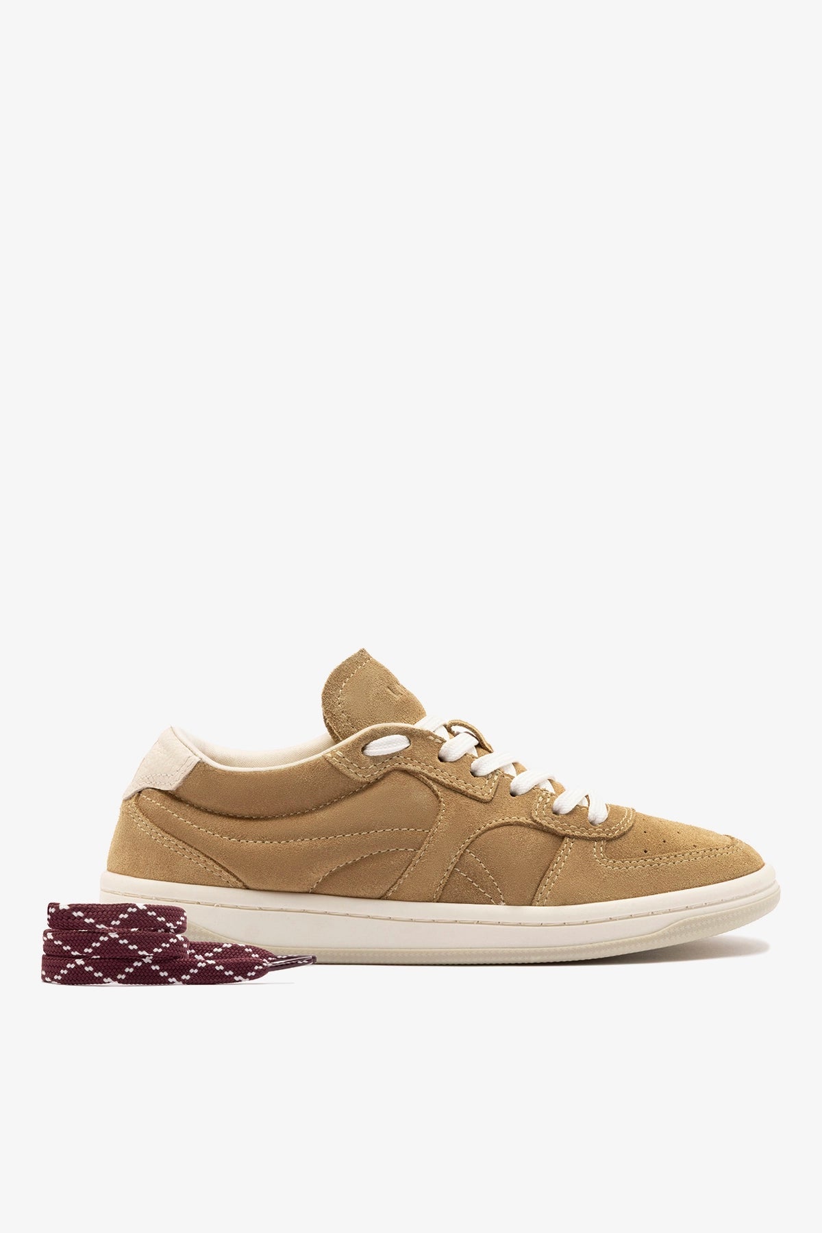 Larroude George Sneaker In Peanut Suede and Ivory Leather