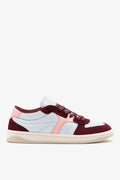 Larroude George Sneaker In Burgundy Suede and Maya and Tulip Leather