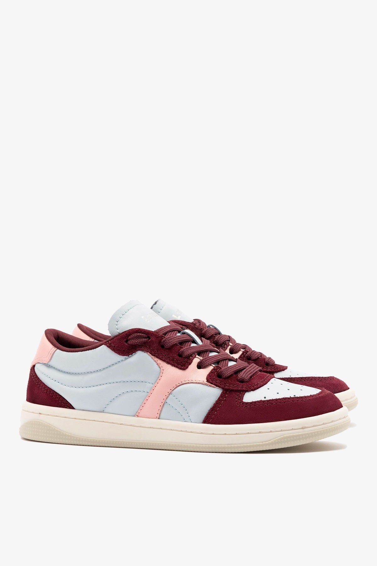 Larroude George Sneaker In Burgundy Suede and Maya and Tulip Leather