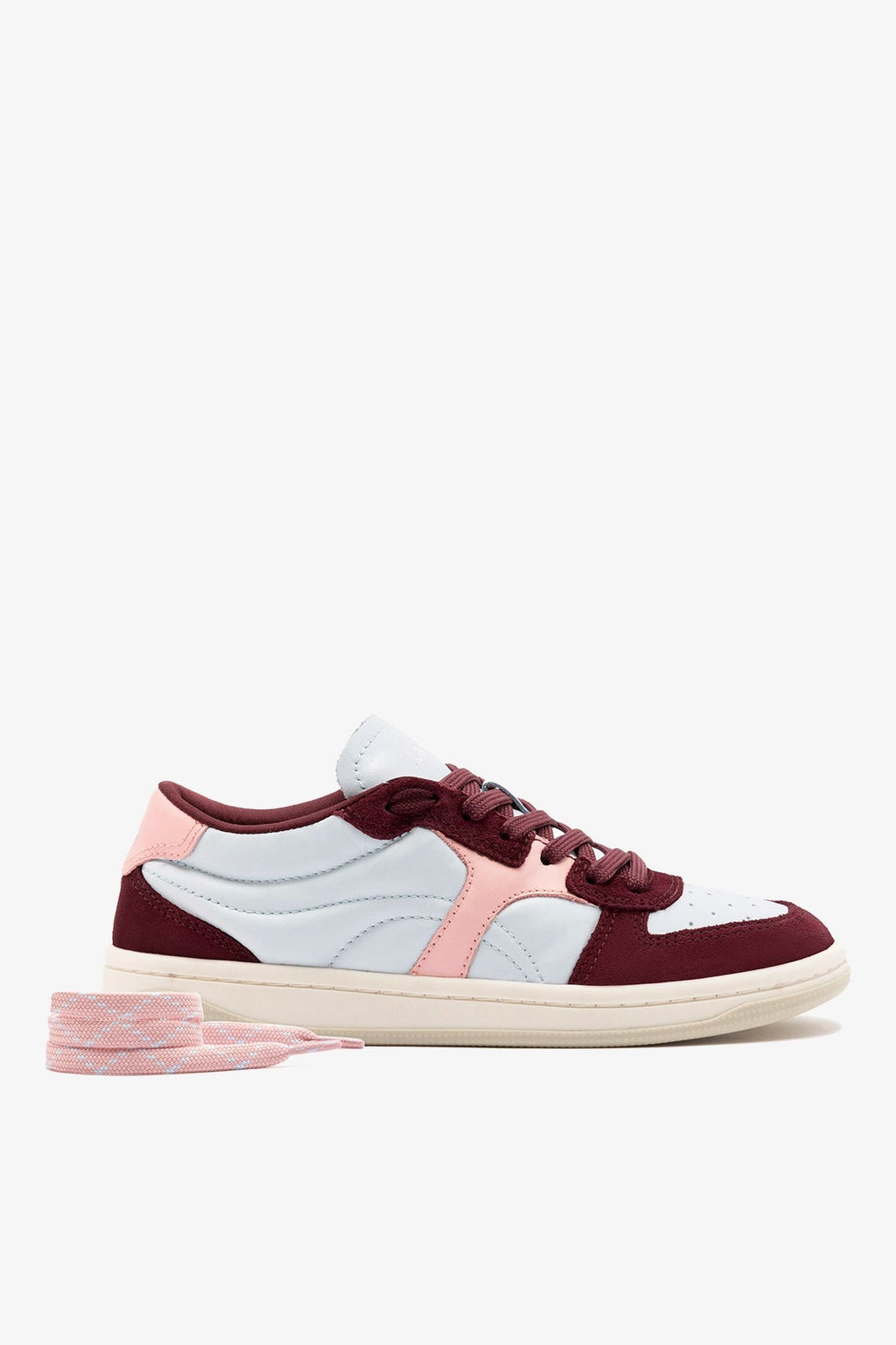 Larroude George Sneaker In Burgundy Suede and Maya and Tulip Leather