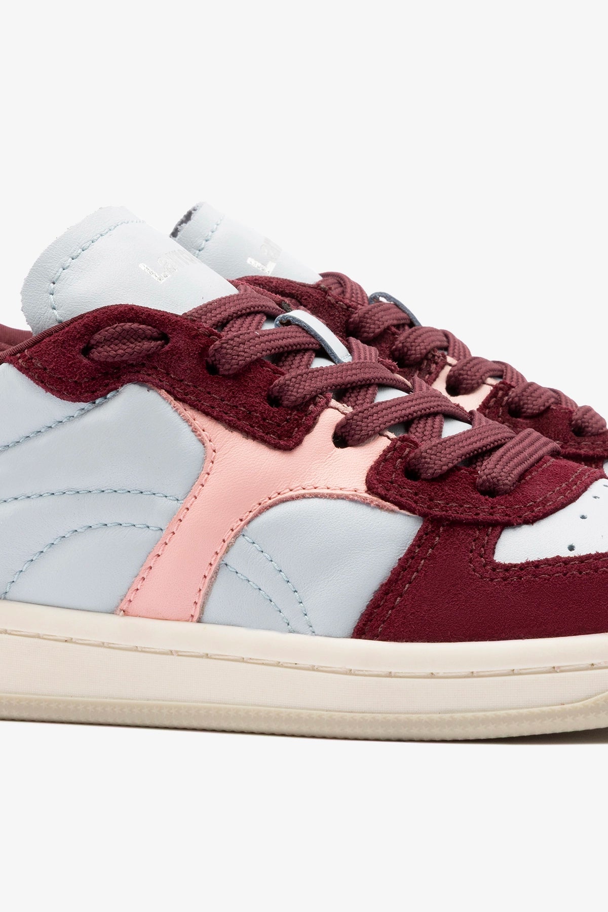 Larroude George Sneaker In Burgundy Suede and Maya and Tulip Leather