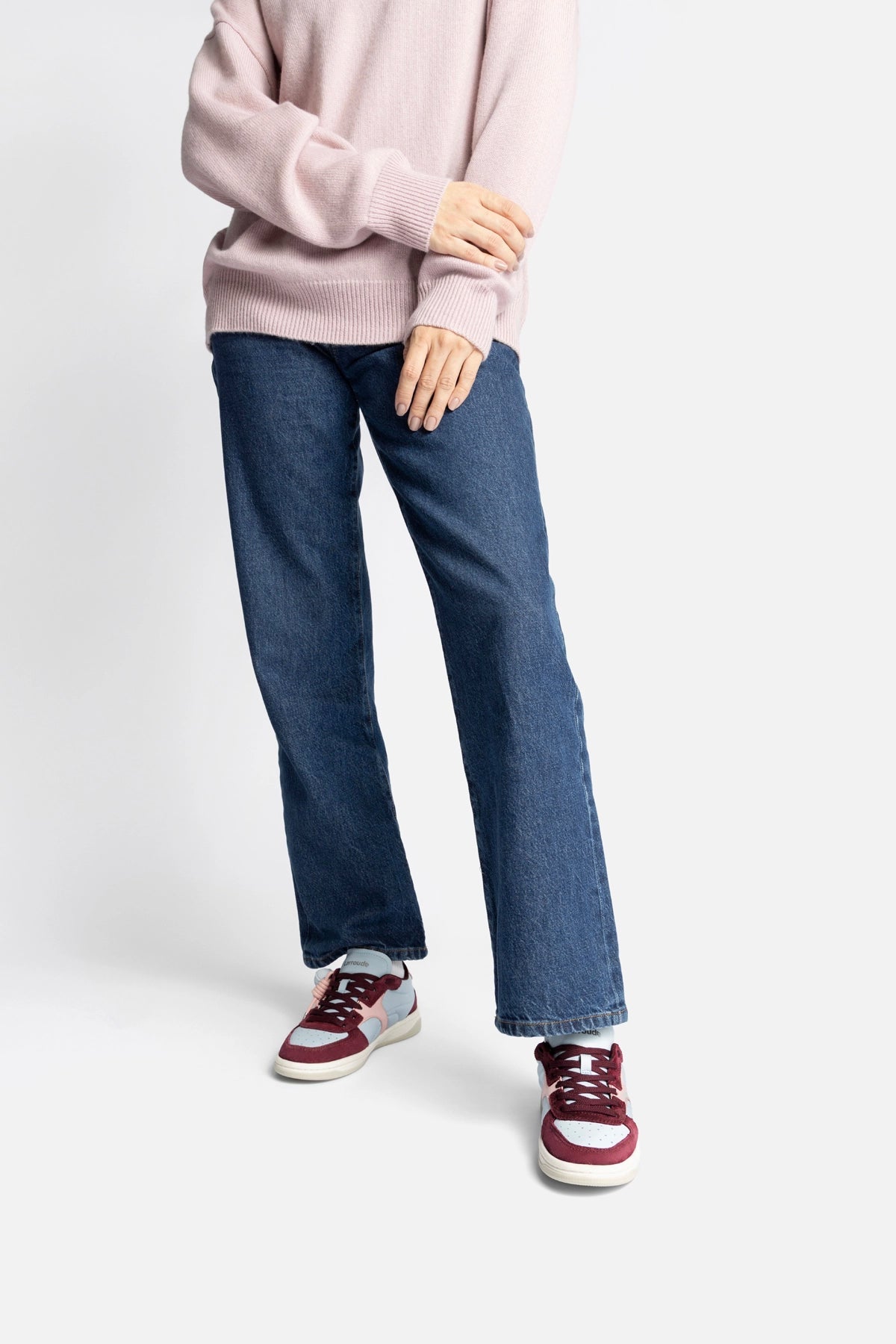 Larroude George Sneaker In Burgundy Suede and Maya and Tulip Leather