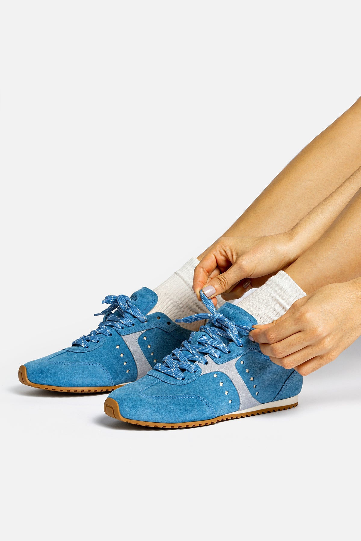 Larroude Stella Sneaker In Azure Suede