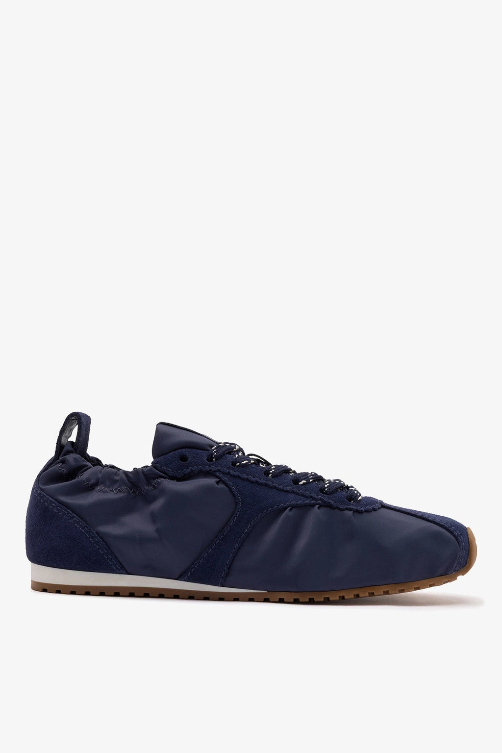 Larroude Stella Lite Sneaker In Navy Nylon and Suede