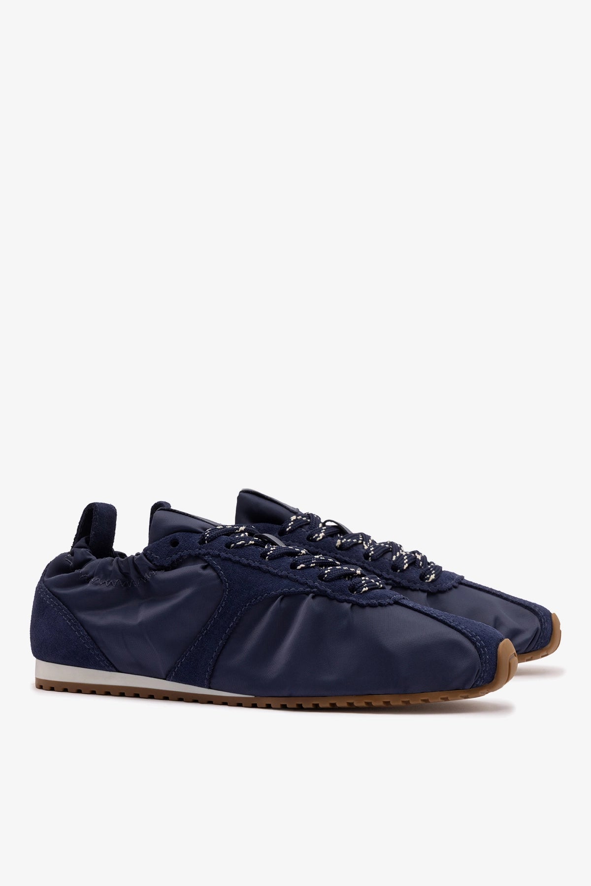 Larroude Stella Lite Sneaker In Navy Nylon and Suede