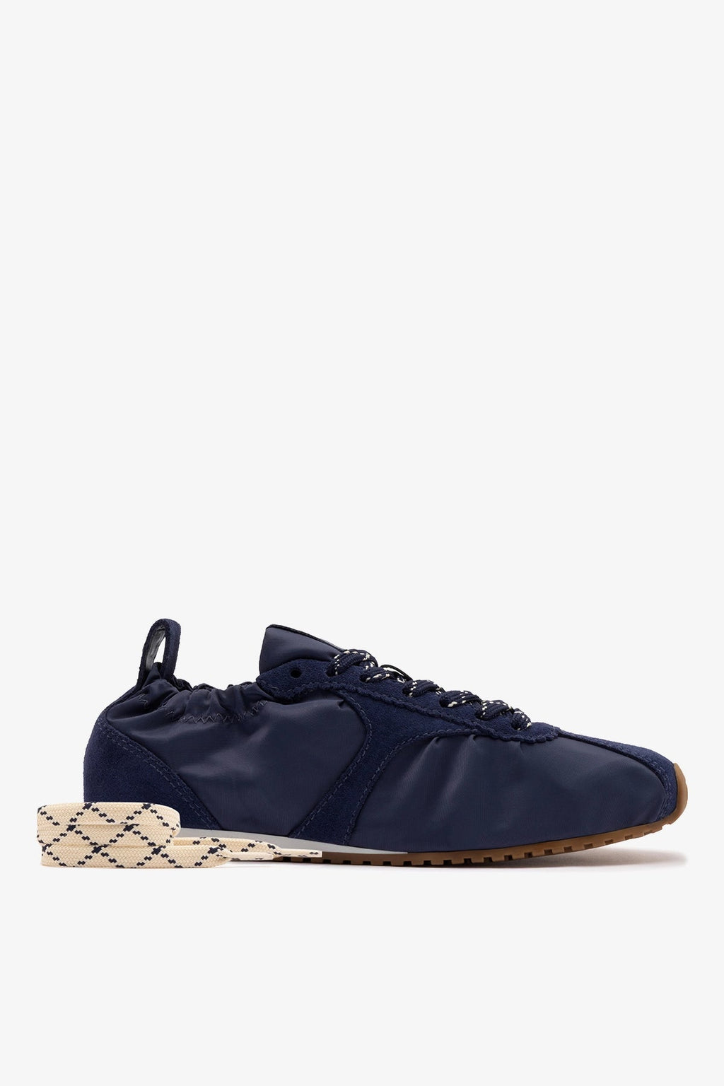 Larroude Stella Lite Sneaker In Navy Nylon and Suede