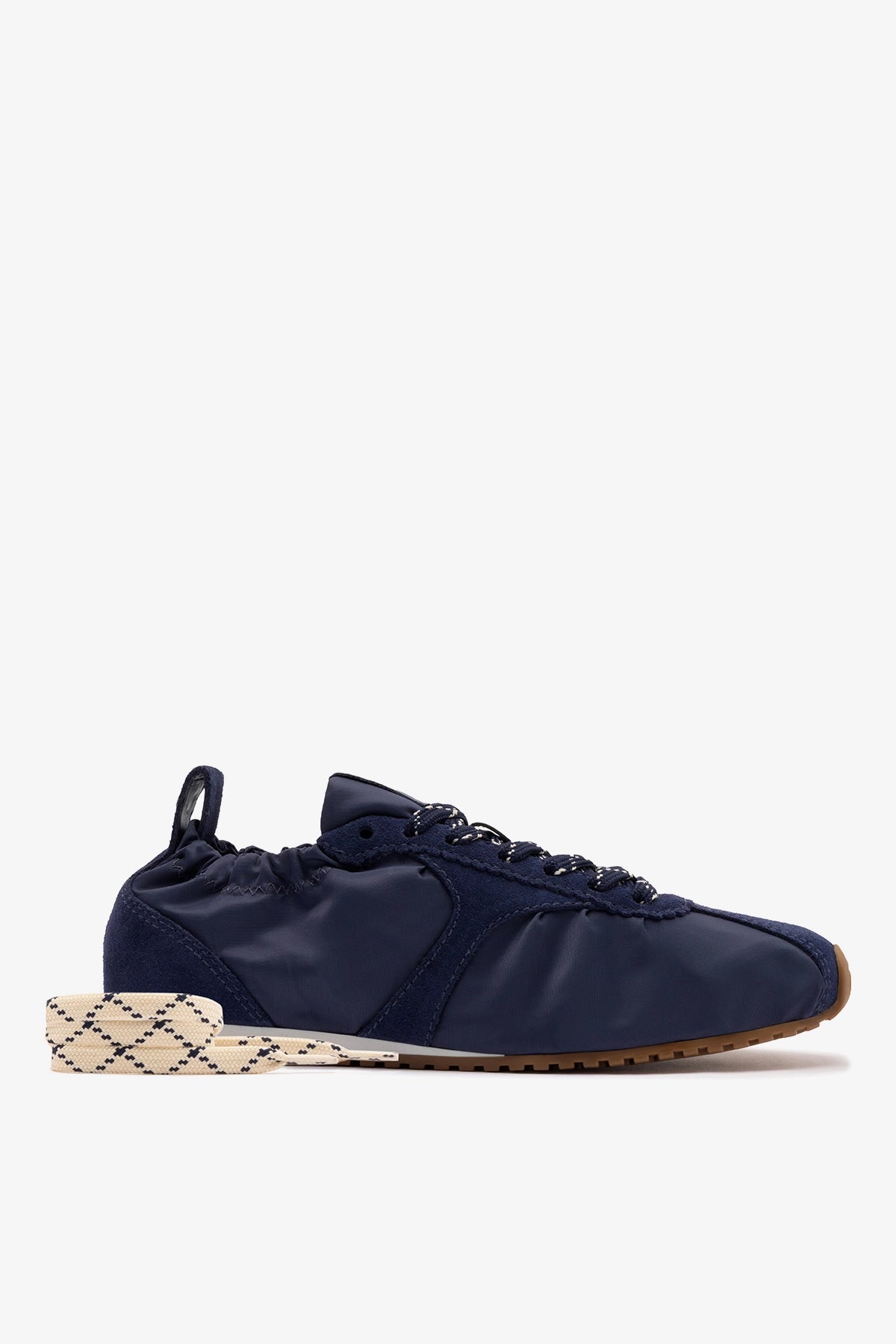 Larroude Stella Lite Sneaker In Navy Nylon and Suede