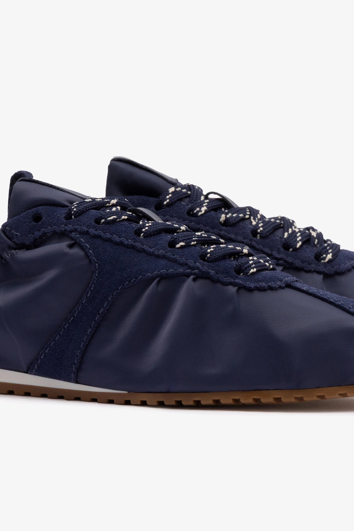 Larroude Stella Lite Sneaker In Navy Nylon and Suede
