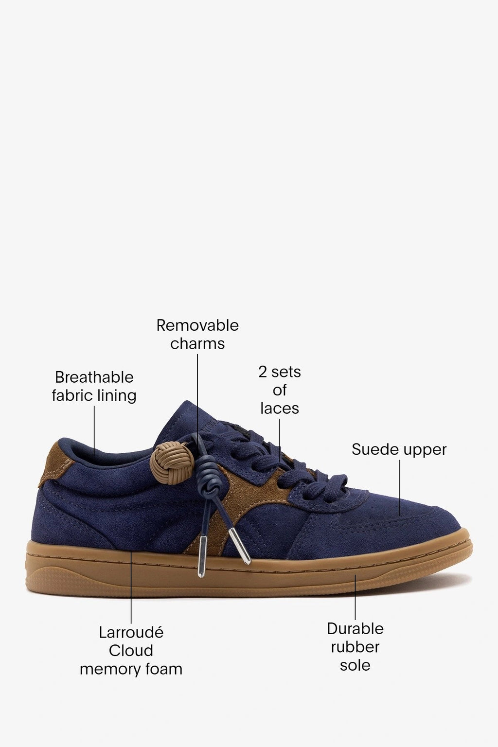Larroude George Sneaker Navy Suede