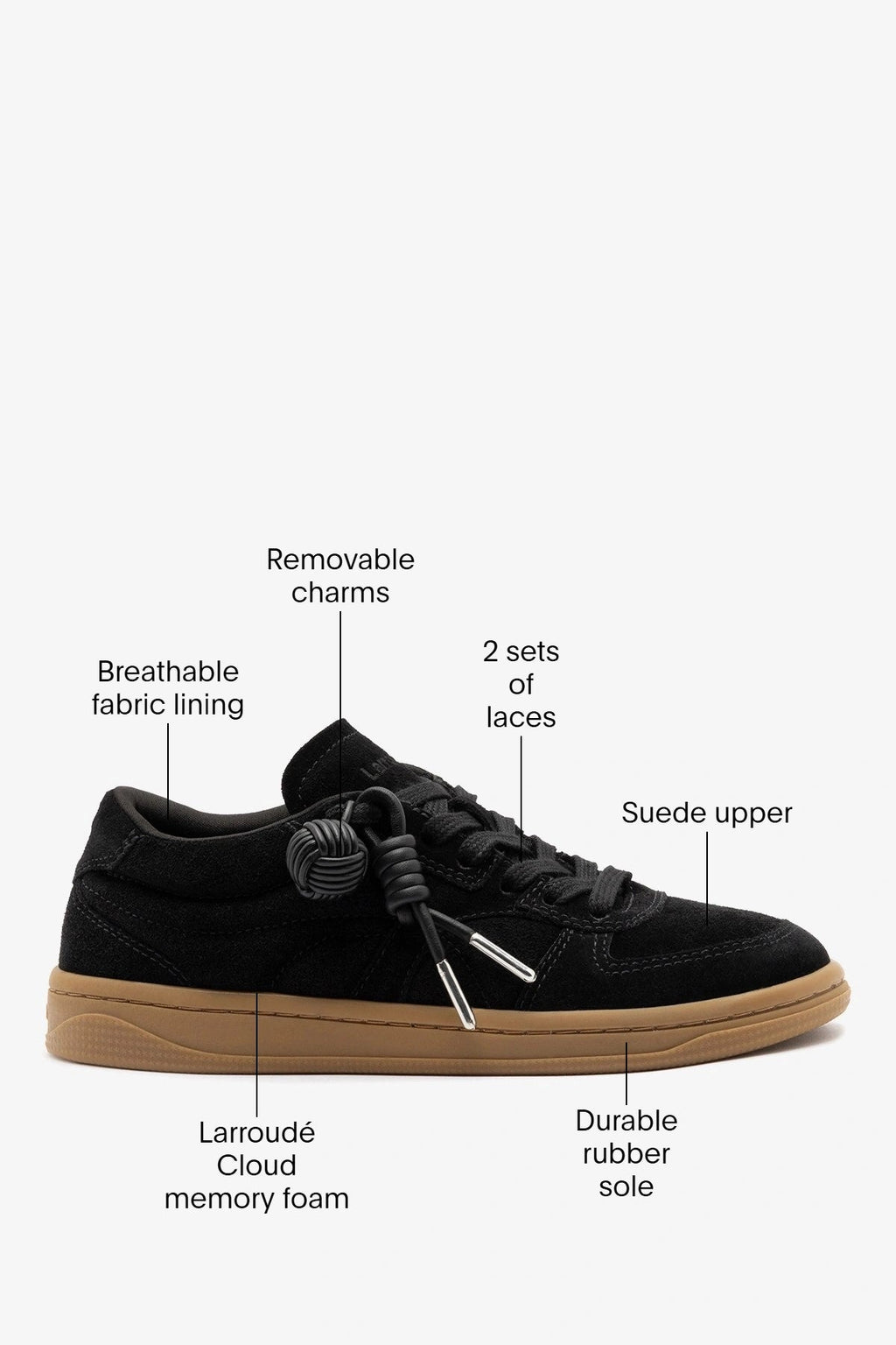 Larroude George Sneaker Black Suede